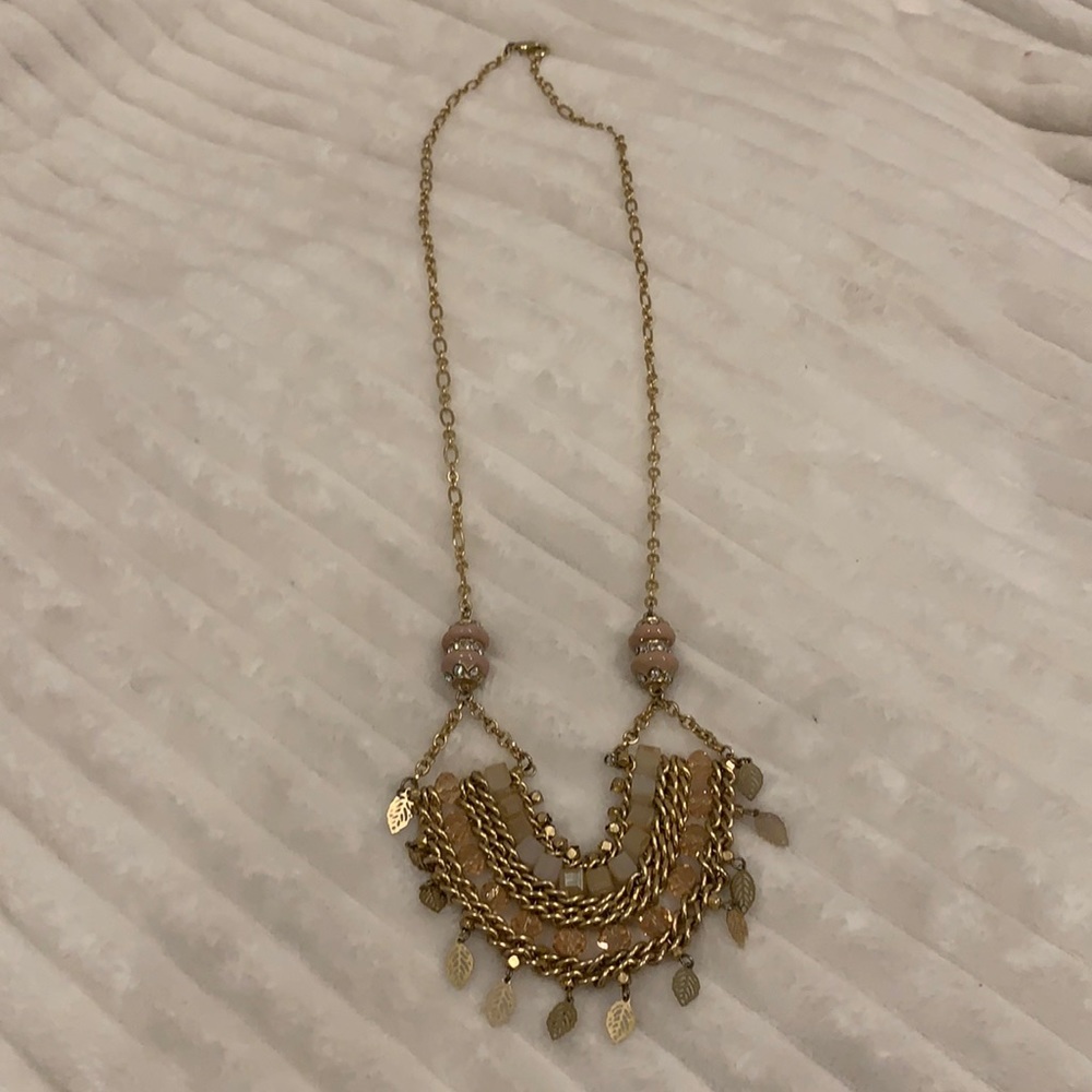 Long pink and gold necklace